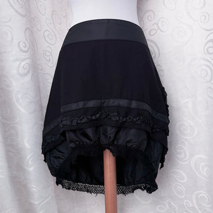 00’s dark coquette black skirt with satin & knit details 🌀🦇