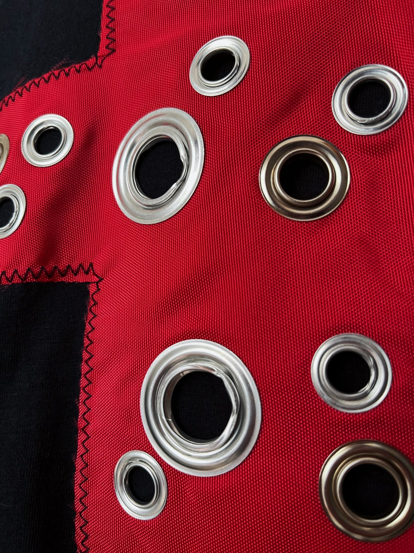 00’s punk reworked fruit of the loom tee with cross patchwork & studs details ✝️☠️