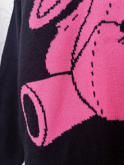 Modern Alt stitched rabbit knit sweater 🐇🧵