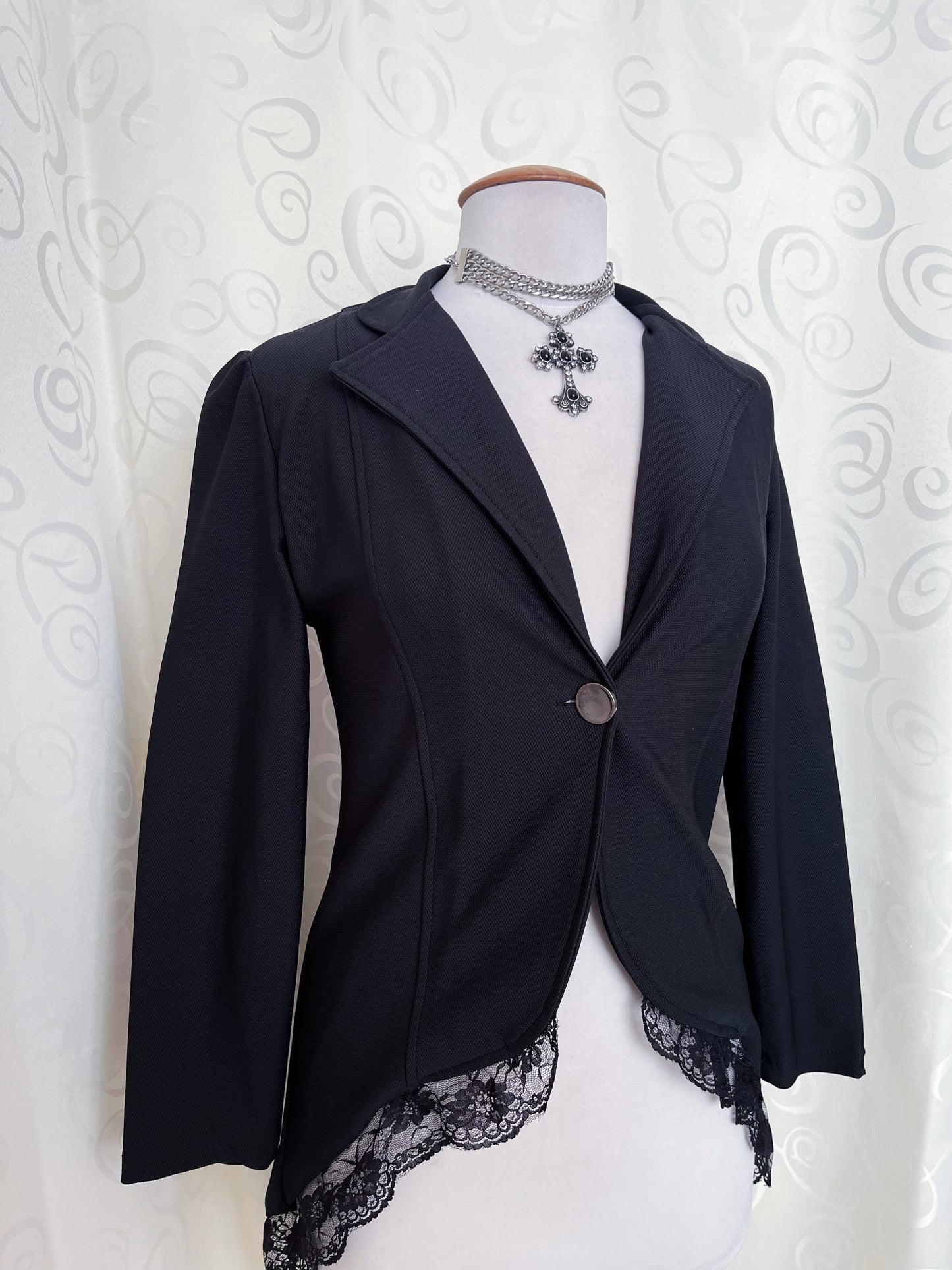 Gothic/Jirai Kei style blazer with lace trim detail & tail 🕷️🦇
