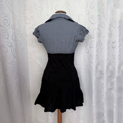 00’s Horror Protagonist/Dark Coquette cotton black & plaid dress 📷🎞️