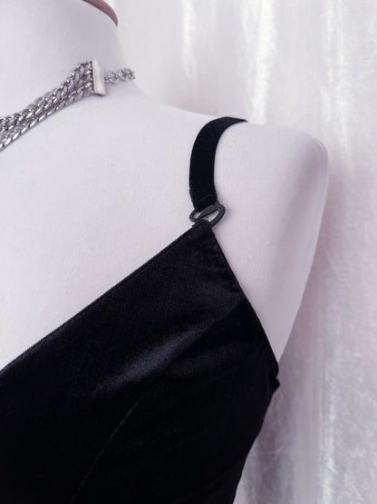 Gothic black velvet top with lace detail 🕷️🕸️