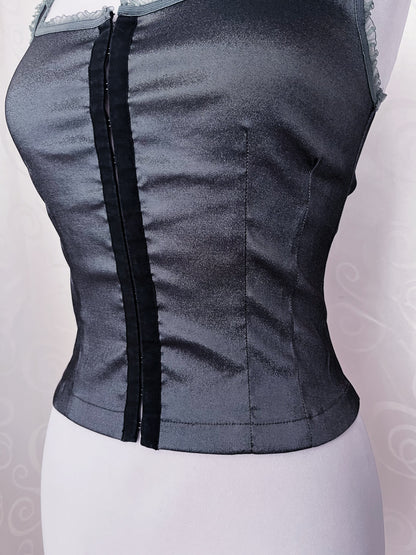 Whimsy fairy vero moda dark silver corset top 📎🩶