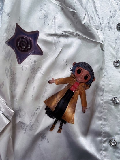 Other World Reworked 00's saten shirt with embossed details 🪡🧵