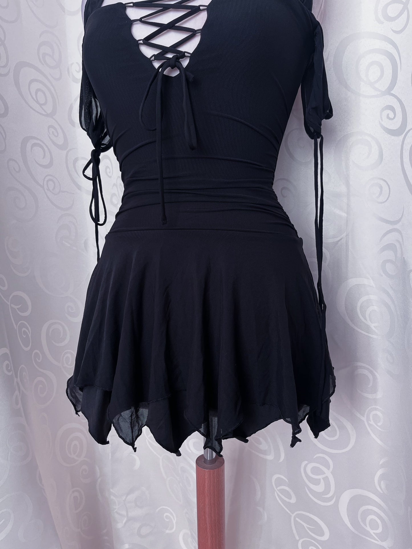 Fairy black mesh asymmetrical dress 🕷️🌀