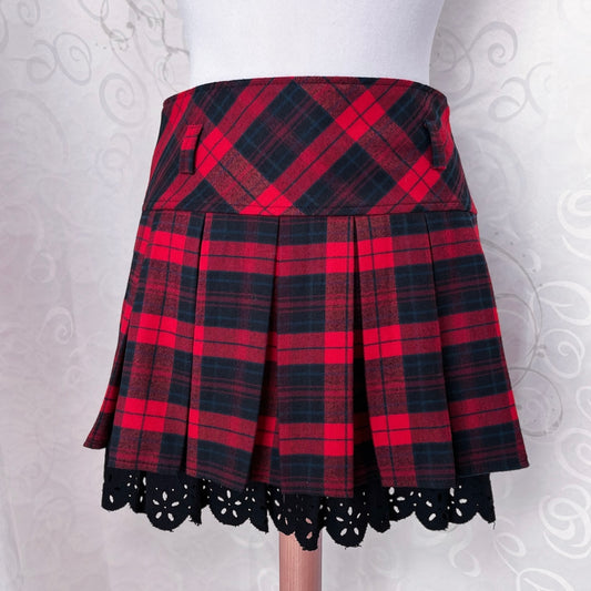 00’s plaid tartan red skirt with lining ❤️🫀