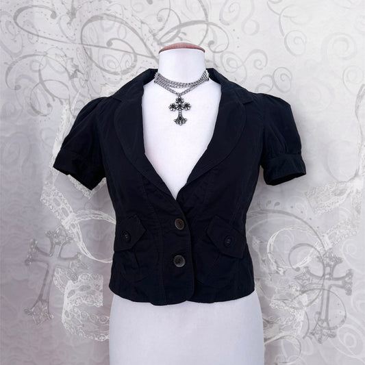 Dark Coquette short-sleeve cotton jacket with puffy sleeves 🗝️