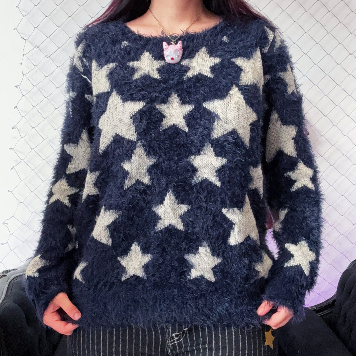 Coraline-style starry blue sweater 🗝 ⚉ 🪡 🐈‍⬛