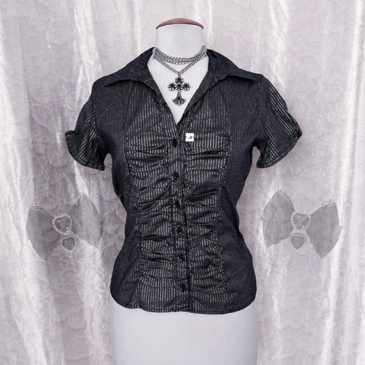 Gothic silver striped shirt 🕸️🎀