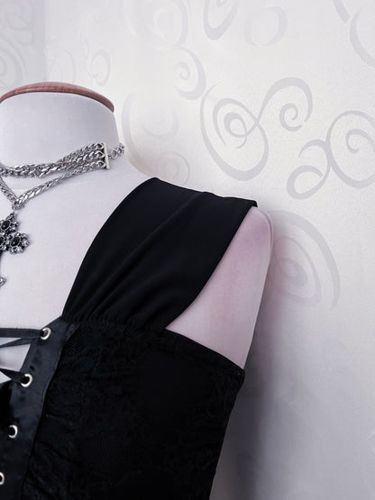 00’s Gothic lace-up lacey dress 🕷️