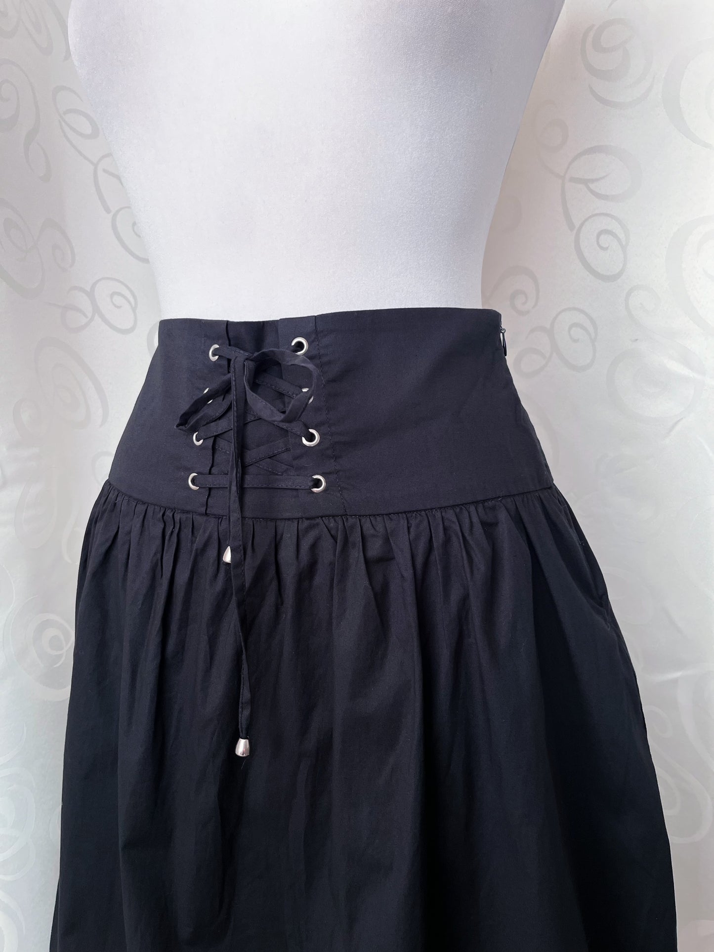 Gothic cotton lace-up midi skirt 🕷️🕸️