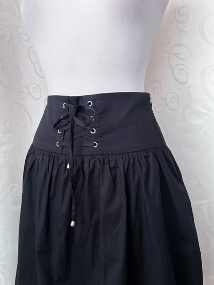Gothic cotton lace-up midi skirt 🕷️🕸️