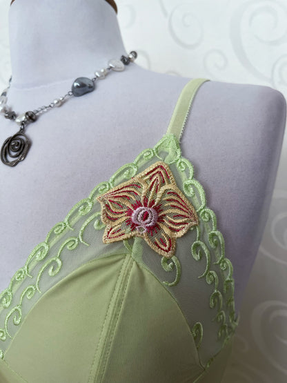 em deeF Tamagotchi Reworked lime cami top with embroidered details 🌸🪷