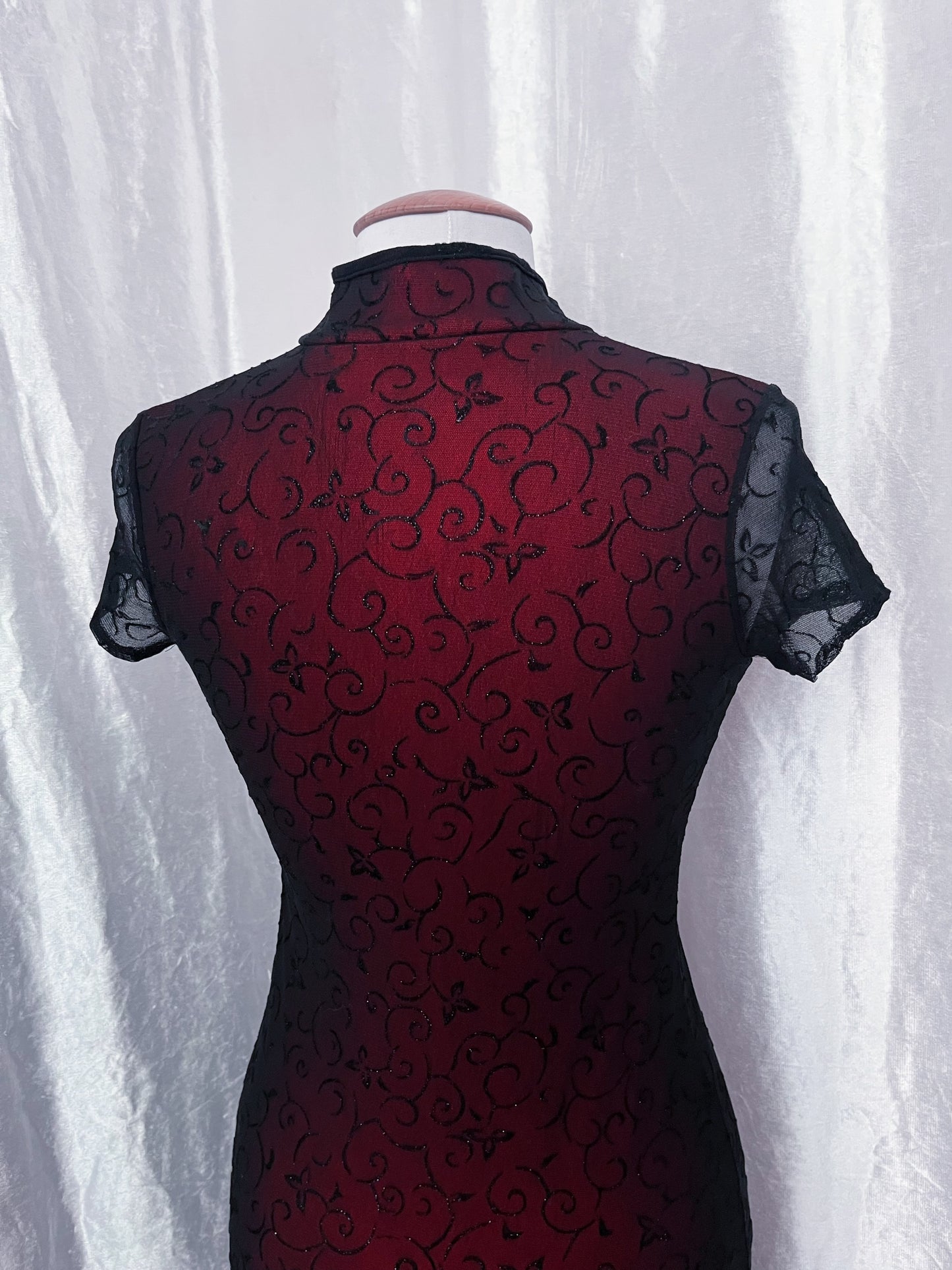 00's iconic mesh & velvet qipao style dress ❤️🖤