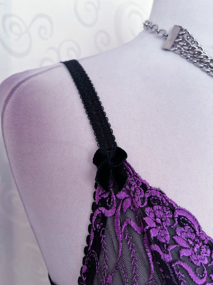 Whimsygoth purple mesh crop corset/bustier top 🔮