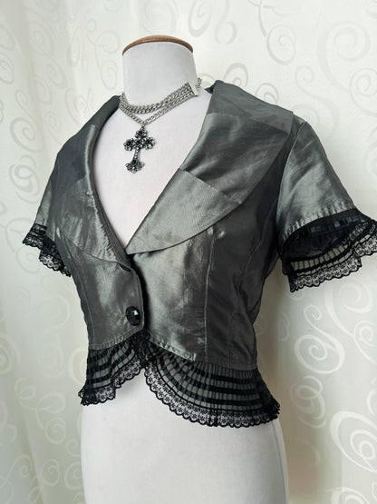 Whimsygoth satin silver bolero 🩶🌀