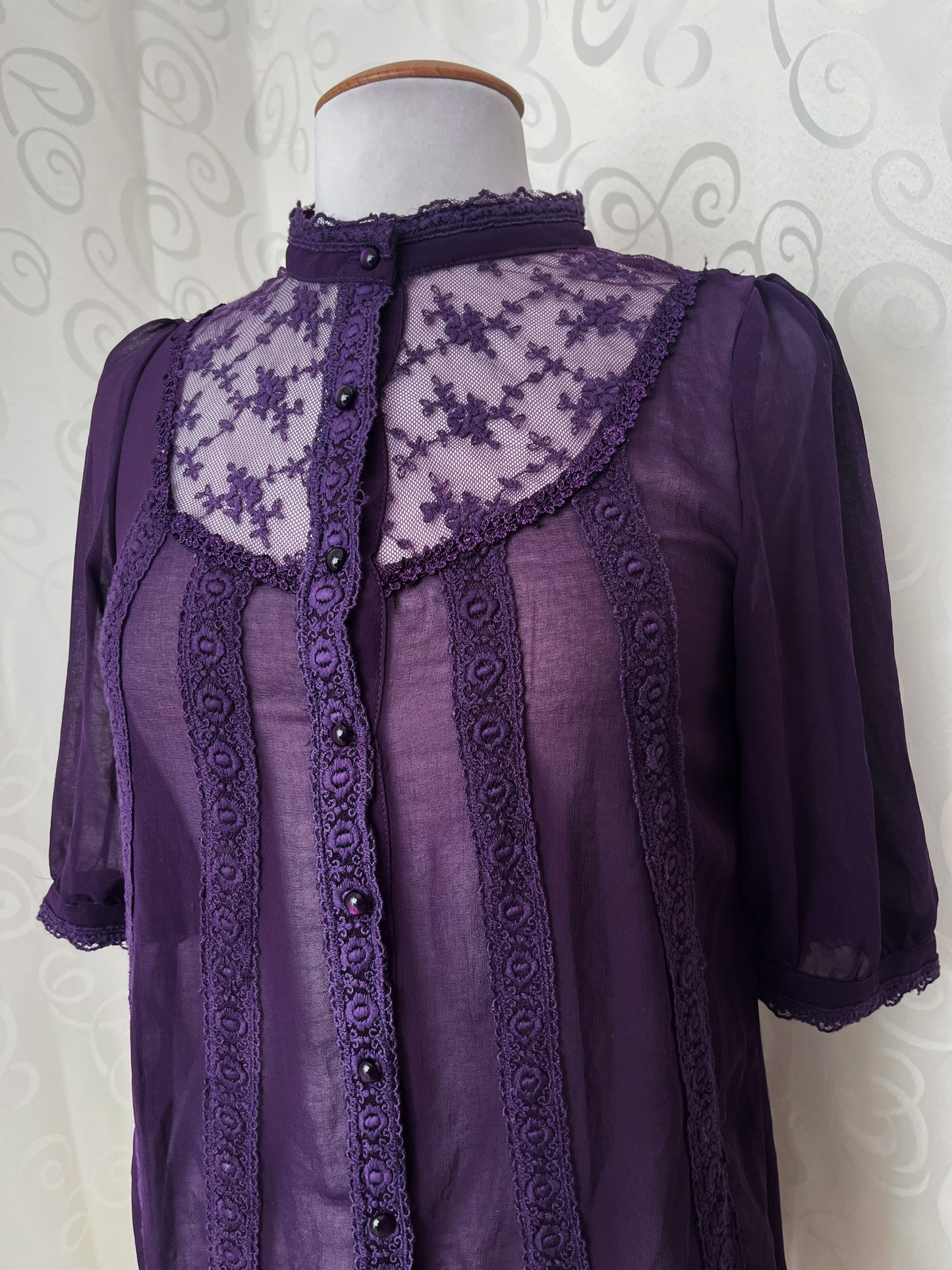 Mesmerising whimsy mesh purple oversize shirt with embroidered details 💜🌀