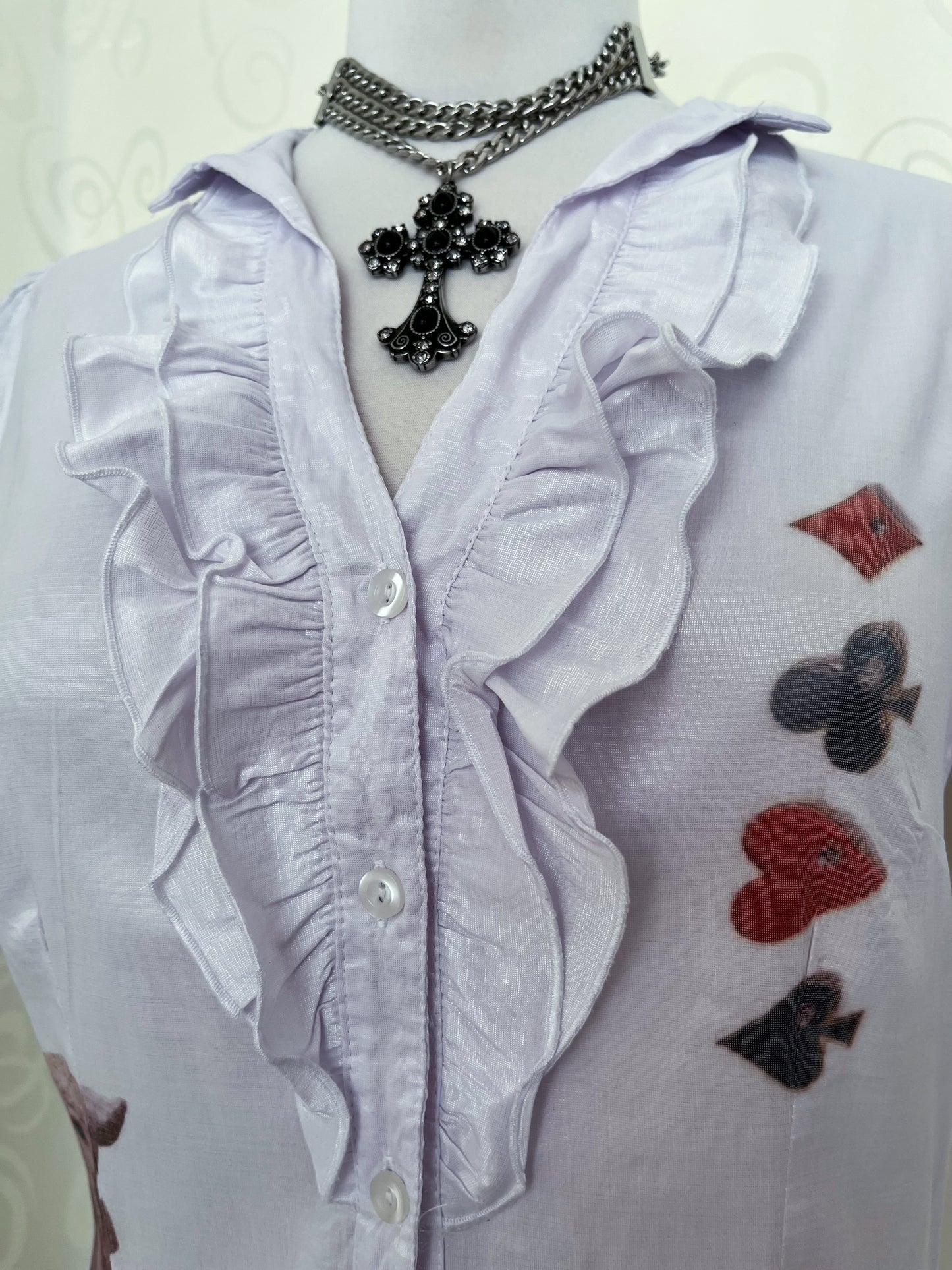 Ace of Hearts Reworked gothic ruffle shirt ♠️♦️