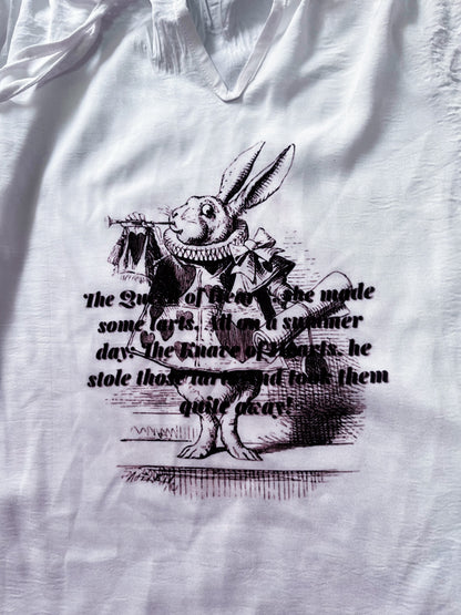 White Rabbit Reworked off shoulder shirt 🐇🕳