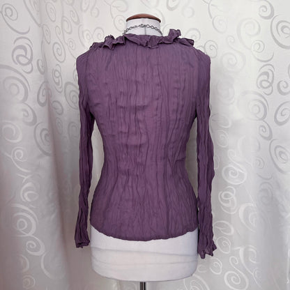 00’s fairycore lilac ruffle shirt 💜🧚🏻