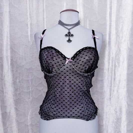 Cutest lilac corset top with lace heart detail 💜🎀