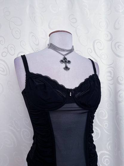 Gothic mesh black corset 🖤