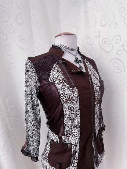 00’s iconic double zipper animal print x cowboy style mesh shirt 🧲🐴