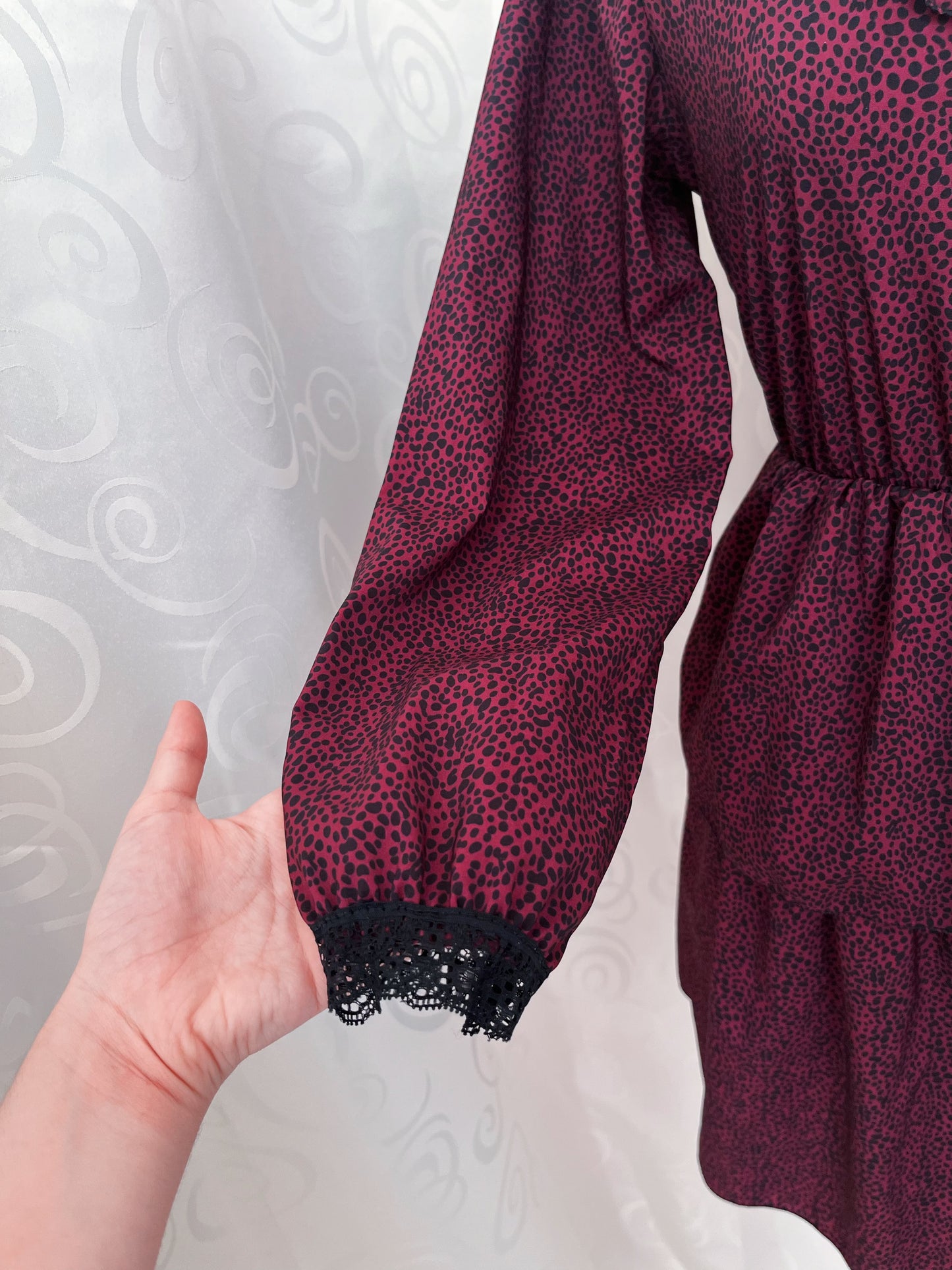 Gothic lolita / Jirai kei burgundy dress with leopard print ✝️