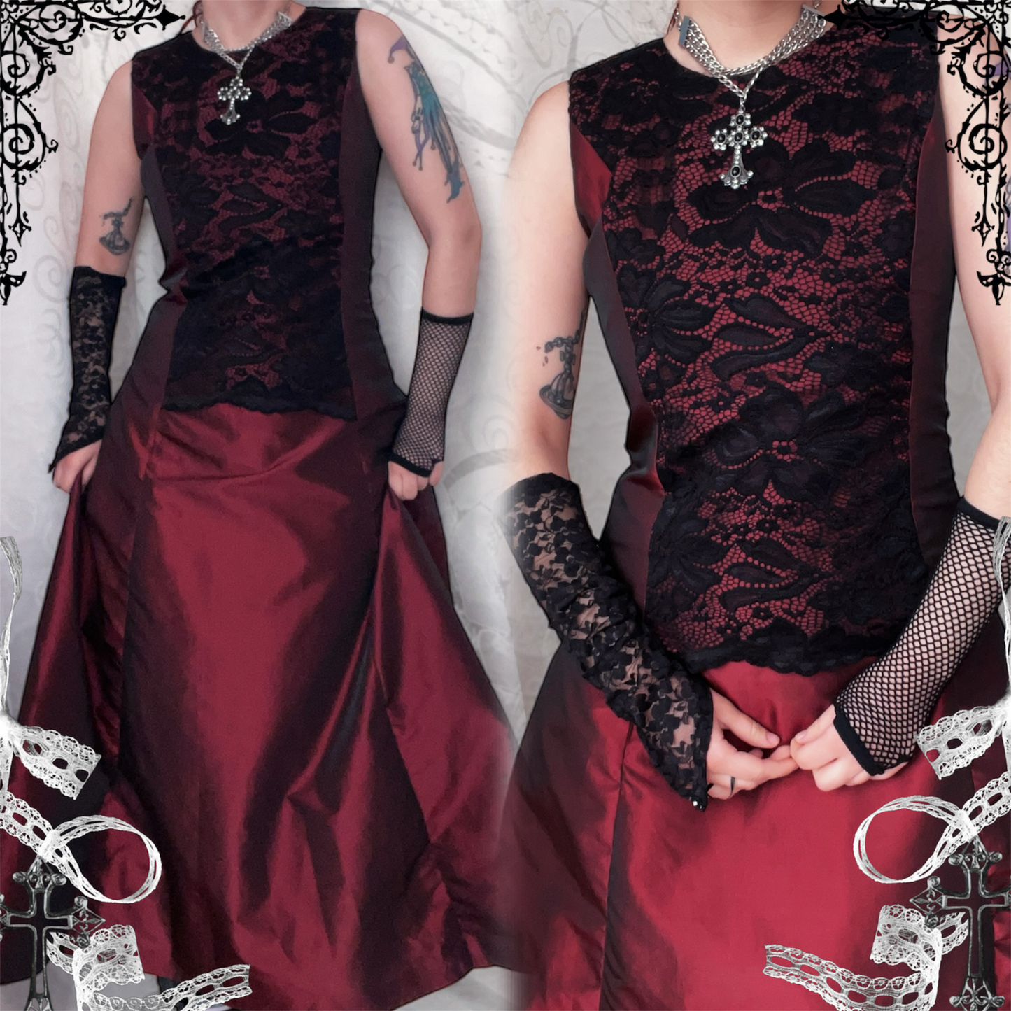 00’s gothic vampire burgundy dress ❤️🏰
