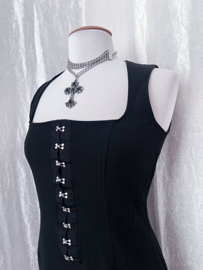 00’s Gothic black fitting dress 🦇
