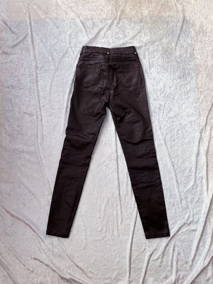 Alternative dark brown faux leather pants with lace-up details 🦇