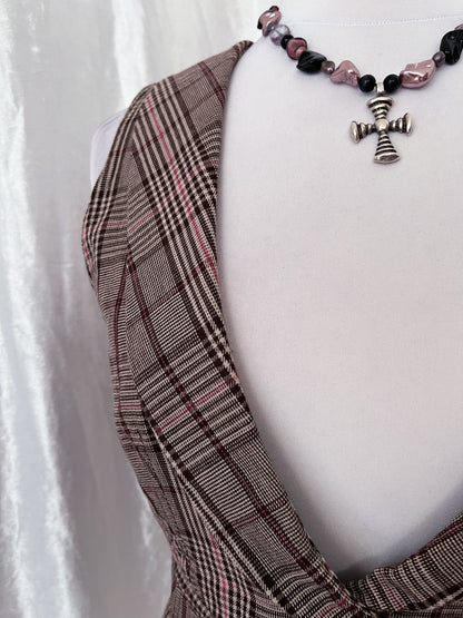 00’s brown plaid vest 📓📖