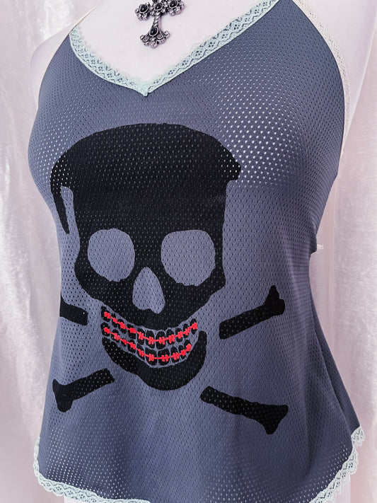 00’s emo/scene skull top 💀💜