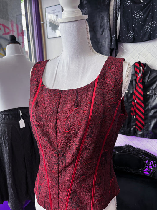 Vintage gothic vampire burgundy embossed corset 🩸