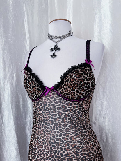 Leopard print mesh babydoll 🐆🎀
