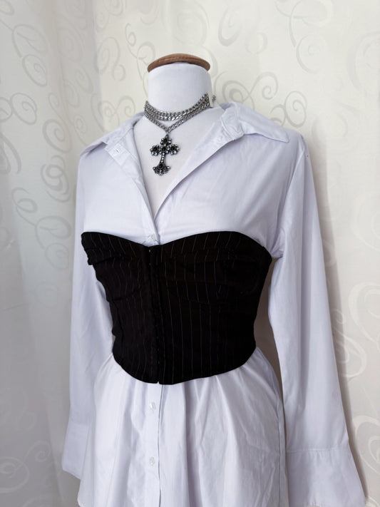 Office Goth white shirt with corset detail 🦇