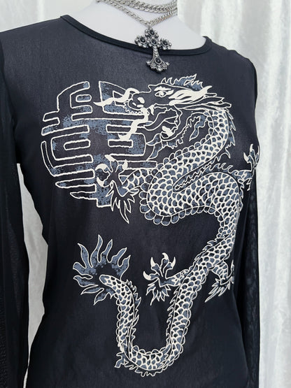 Iconic mesh asian dragon top 🐉
