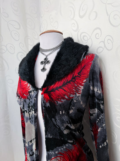 00’s iconic velvet cardigan with faux fur neckline ❣️