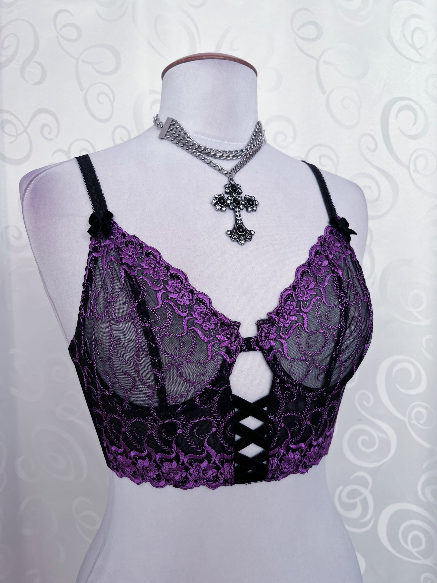 Whimsygoth purple mesh crop corset/bustier top 🔮