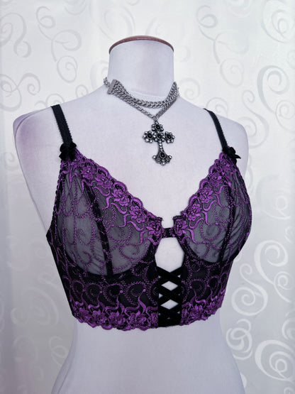 Whimsygoth purple mesh crop corset/bustier top 🔮