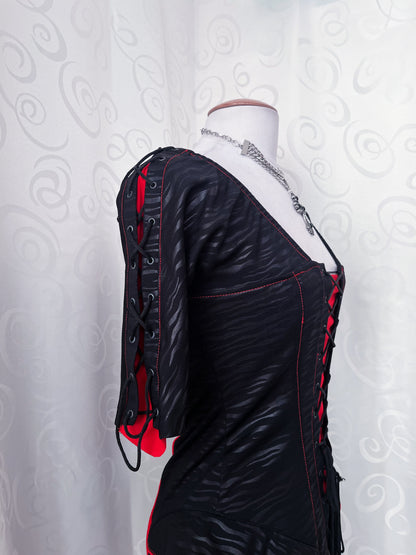 Iconic Vampire Gothic lace-up dress with zebra print ❤️🧛🏼‍♀️