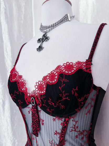 00’s alternative mesh corset top with animal print & embroidered details 🐾💋