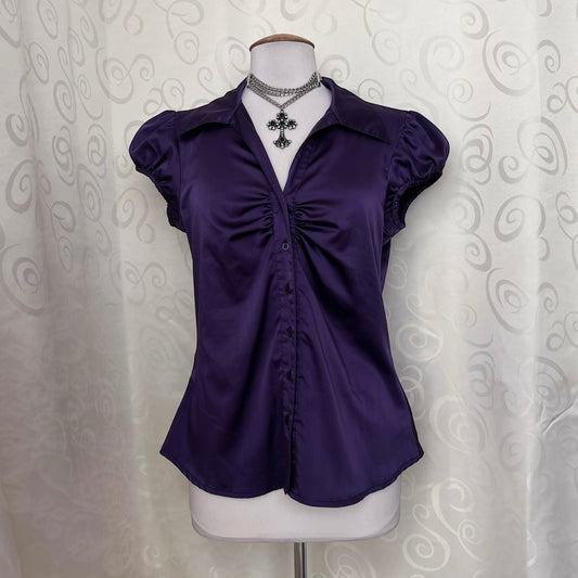 00’s Orsay Dark Coquette satin purple shirt 💜