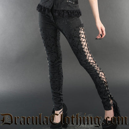 Dracula Side Laced Brocade Pants 🖤