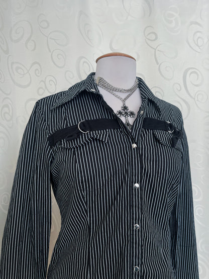 00’s Gothic striped cotton shirt 🕷️