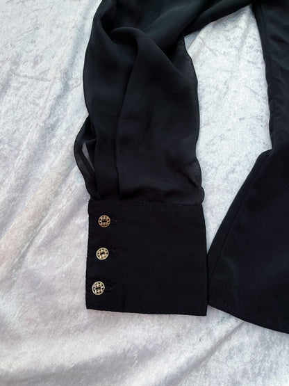 Gothic black shirt with beautiful mesh puff sleeves 🕷️🦇