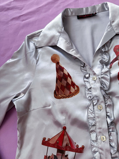 REWORKED Circus dream ruffle silver shirt 🎪🎠🎡