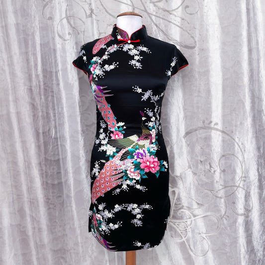 Modern black peacock Qipao dress 🍥