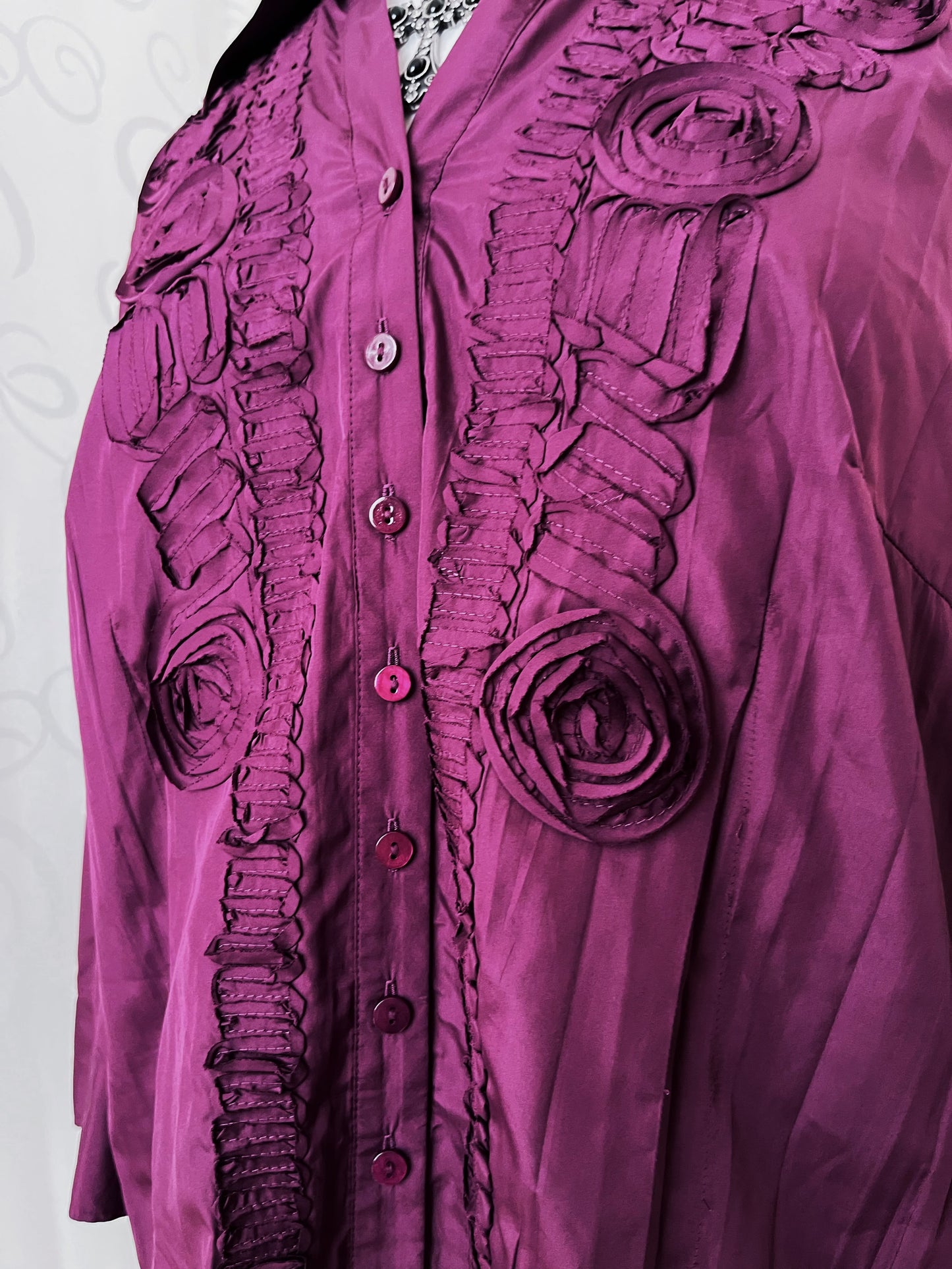 Dark coquette plum shirt with roses 💜🥀