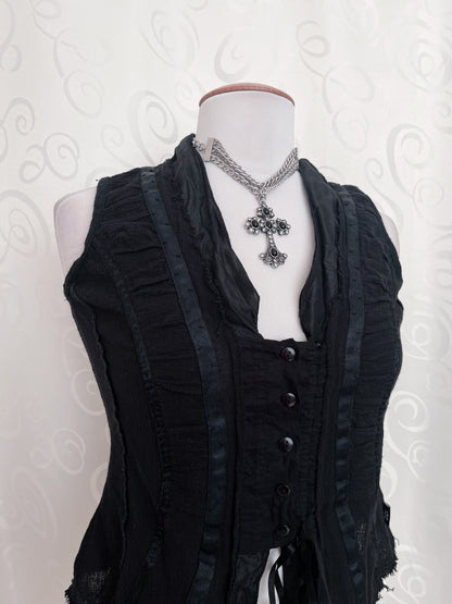 Dark coquette cotton & silk shirt 🕷️🕸️